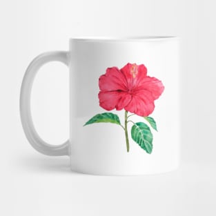 one red hibiscus watercolor painting Mug